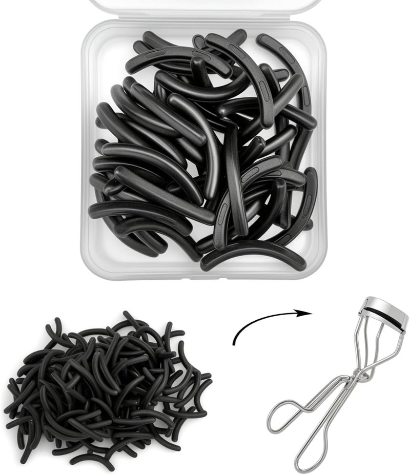 Pdtwq 100Pack Compatible with Tweezerman Eyelash Curler Refills,Silicone Rubber Eyelash Curler Pads Compatible with Tweezerman Eye Lash,Black. - Image 1